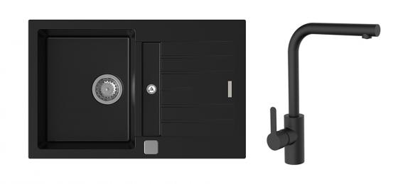 K-StrongSinks S3 Set drez Vardar 780x500mm granit čierny + Bater. Ipoly čierna