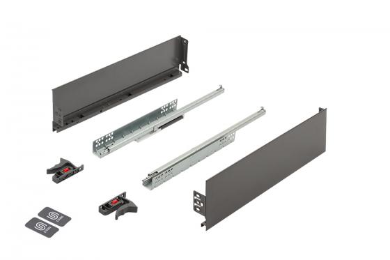 K-StrongMini zásuvka 121/400mm, tlmený čiastočný výsuv 25kg, sivá