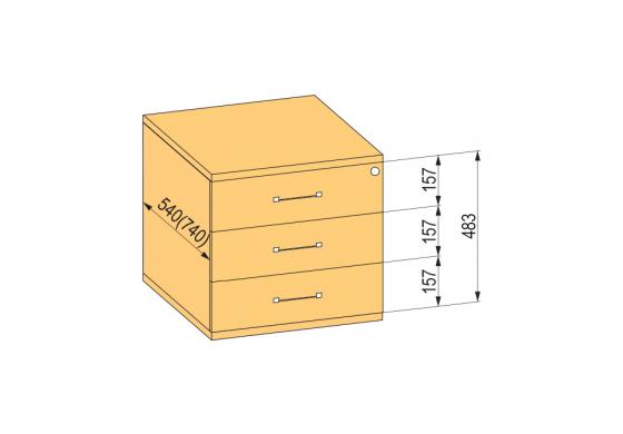 K-BBP kontejner 540/392 mm typ 6 zásuvka plast celovýsuv tlumený dotah