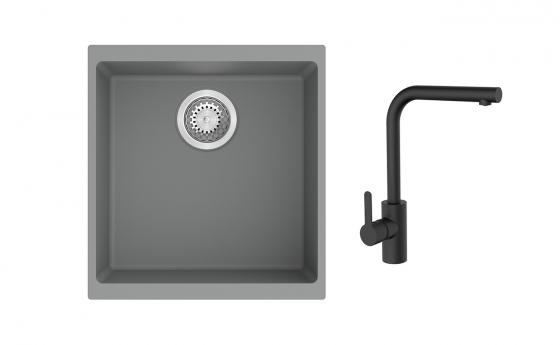 K-StrongSinks S3 Set drez Hron 430x460mm granit šedý + Batéria Ipoly čierna