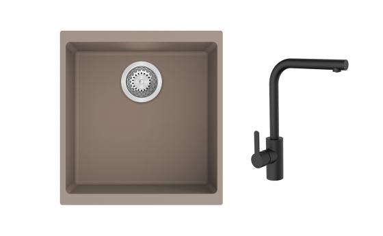 K-StrongSinks S3 Set drez Hron 430x460mm granit béžový + Batéria Ipoly čierna