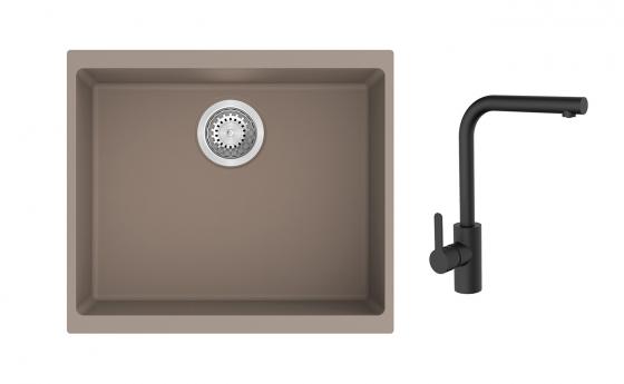 K-StrongSinks S3 Set drez Hron 530x460mm granit béžový + Batéria Ipoly čierna
