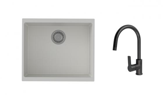 K-StrongSinks S3 Set drez Hron 530x460mm granit biely + Batéria Loira čierna