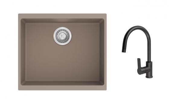 K-StrongSinks S3 Set drez Hron 530x460mm granit béžový + Batéria Loira čierna