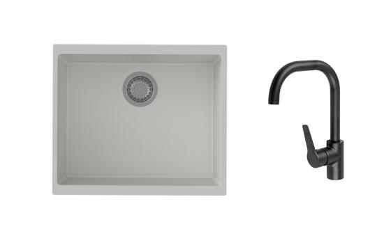 K-StrongSinks S3 Set drez Hron 530x460mm granit biely + Batéria Garonne čierna