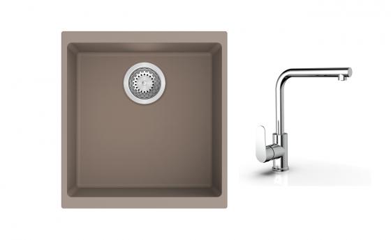 K-StrongSinks S3 Set drez Hron 430x460mm granit béžový + Batéria  Stréva chrom