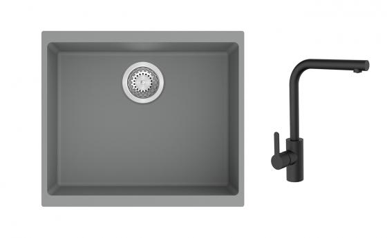 K-StrongSinks S3 Set drez Hron 530x460mm granit šedý + Batéria Ipoly čierna