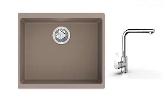 K-StrongSinks S3 Set drez Hron 530x460mm granit béžový + Batéria  Stréva chrom