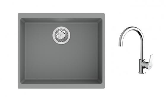 K-StrongSinks S3 Set drez Hron 530x460mm granit šedý + Batéria Rhona chrom