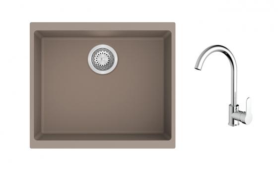 K-StrongSinks S3 Set drez Hron 530x460mm granit béžový + Batéria Seina chrom