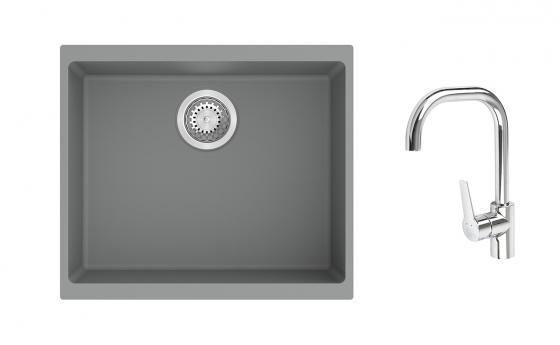 K-StrongSinks S3 Set drez Hron 530x460mm granit šedý + Batéria Garonne chrom