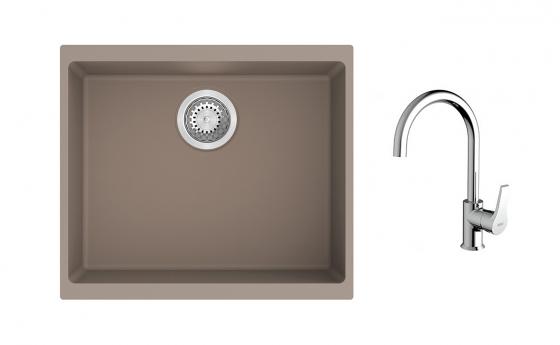K-StrongSinks S3 Set drez Hron 530x460mm granit béžový + Batéria Rhona chrom