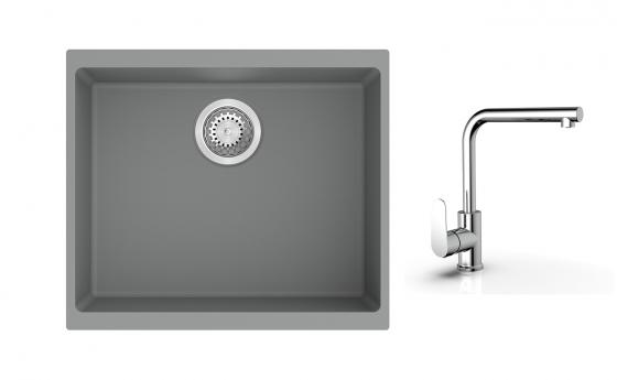 K-StrongSinks S3 Set drez Hron 530x460mm granit šedý + Batéria  Stréva chrom