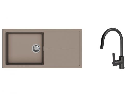 K-StrongSinks S3 Set drez Labe 1000x500mm granit béžová + Batéria Loira čierna