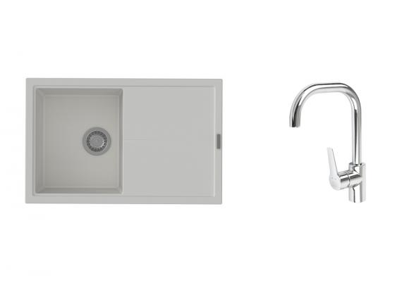 K-StrongSinks S3 Set drez Labe 780x500mm granit biela + Batéria Garonne chróm
