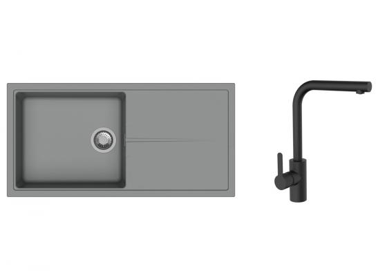 K-StrongSinks S3 Set drez Labe 1000x500mm granit šedá + Batéria Ipoly čierna