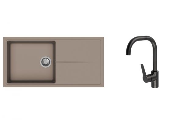 K-StrongSinks S3 Set drez Labe 1000x500mm granit béžová + Batéria Garonne čierna