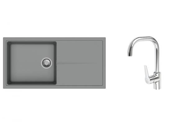 K-StrongSinks S3 Set drez Labe 1000x500mm granit šedá + Batéria Garonne chróm