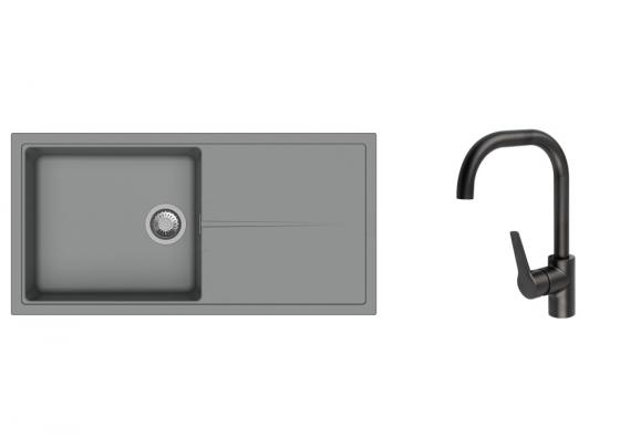 K-StrongSinks S3 Set drez Labe 1000x500mm granit šedá + Batéria Garonne čierna