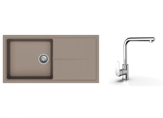K-StrongSinks S3 Set drez Labe 1000x500mm granit béžová + Batéria Stréva chróm