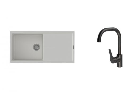 K-StrongSinks S3 Set drez Labe 1000x500mm granit biela + Batéria Garonne čierna
