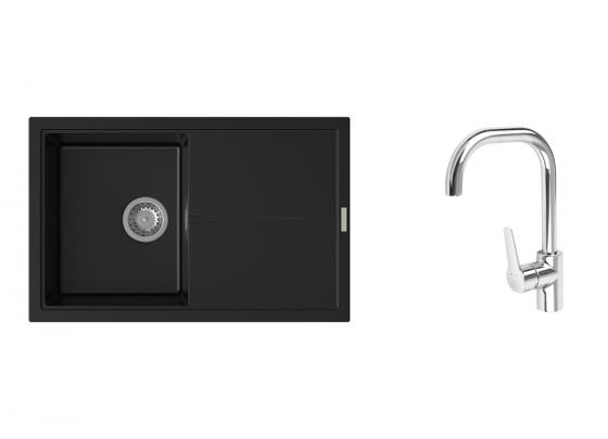 K-StrongSinks S3 Set drez Labe 780x500mm granit čierna + Batéria Garonne chróm