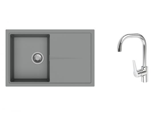 K-StrongSinks S3 Set drez Labe 780x500mm granit šedý + Batéria Garonne chróm