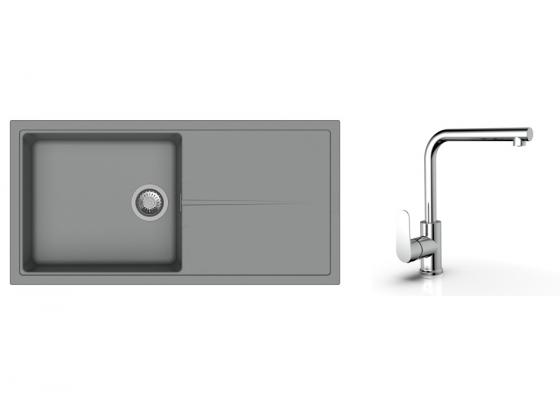 K-StrongSinks S3 Set drez Labe 1000x500mm granit šedá + Batéria Stréva chróm