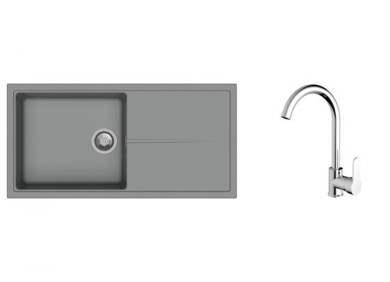 K-StrongSinks S3 Set drez Labe 1000x500mm granit šedá + Batéria Seina chróm