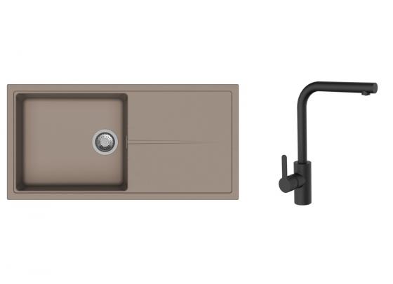 K-StrongSinks S3 Set drez Labe 1000x500mm granit béžová + Batéria Ipoly čierna