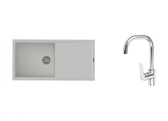 K-StrongSinks S3 Set drez Labe 1000x500mm granit biela + Batéria Garonne chróm