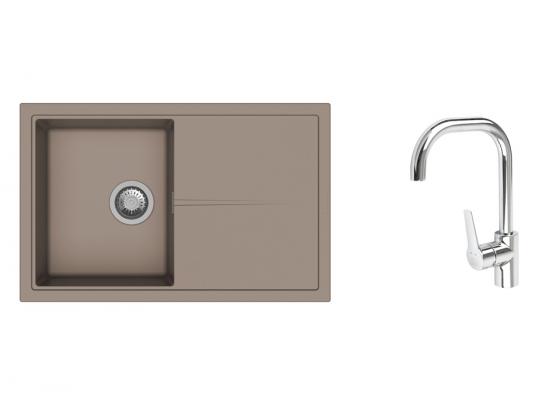 K-StrongSinks S3 Set drez Labe 780x500mm granit béžová+Batéria Garonne chróm