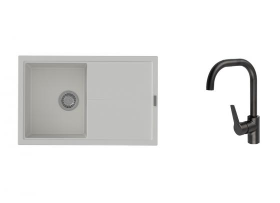 K-StrongSinks S3 Set drez Labe 780x500mm granit biela + Batéria Garonne čierna