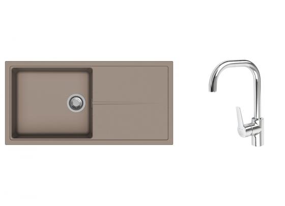 K-StrongSinks S3 Set drez Labe 1000x500mm granit béžová + Batéria Garonne chróm