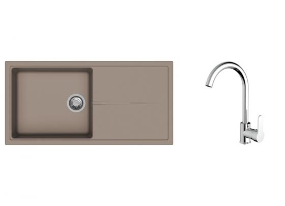 K-StrongSinks S3 Set drez Labe 1000x500mm granit béžová + Batéria Seina chróm