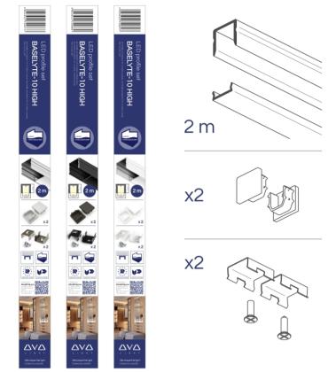 StrongLumio sada LED profil Baselyte-10 High 2m+příslušenství,bílá lak