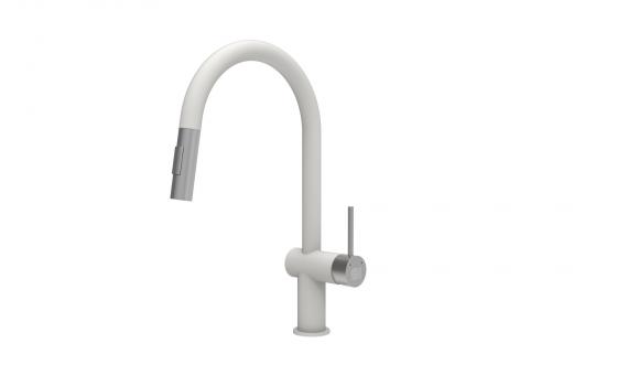StrongSinks S3 Batéria Neris s vyťahovacou spŕškou tvar U biela,koncovka