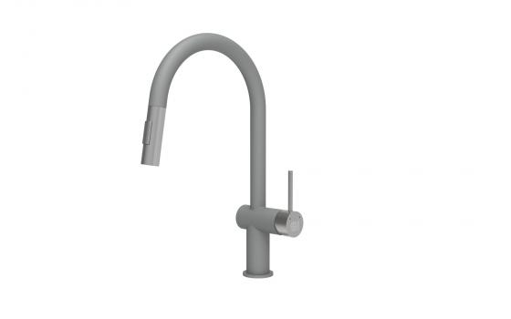 StrongSinks S3 Batéria Neris s vyťahovacou spŕškou tvar U sivá, koncovka