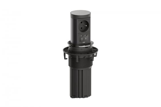 Bachmann Elevator 2 1x230V + 2x USB C, schuko, čierna