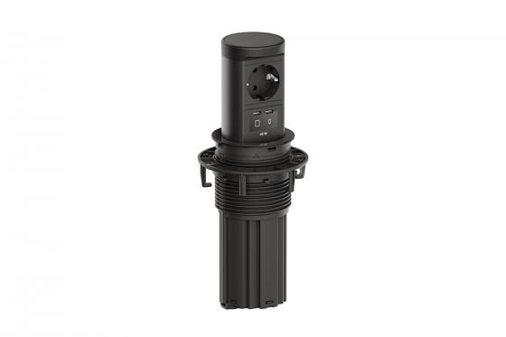 Bachmann Elevator 2 1x230V + 2x USB C, schuko, čierna