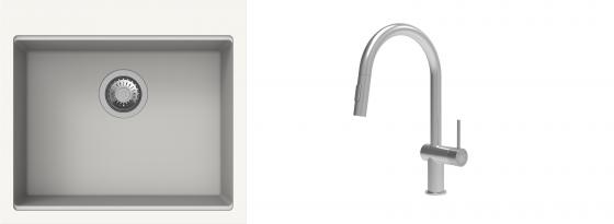 K-StrongSinks S3 Set drez Ipel 560x510mm granit biely + Batéria Neris nerez