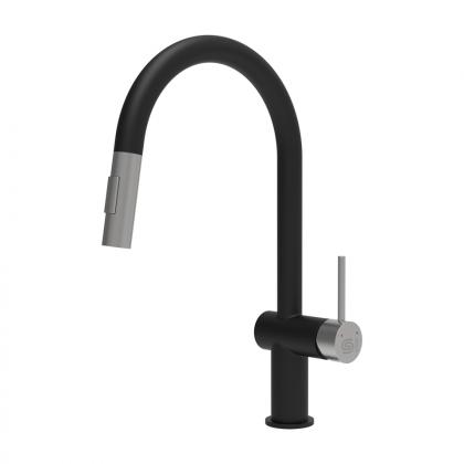 StrongSinks S3 Batéria Neris s vysúv. spŕškou tvar U čierna matná,nehrdz.oceľ