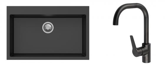 K-StrongSinks S3 Set drez Ipel 780x510mm granit čierny + Batéria Garonne čierna