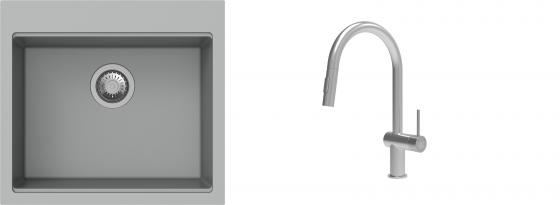 K-StrongSinks S3 Set drez Ipel 560x510mm granit šedý + Batéria Neris nerez