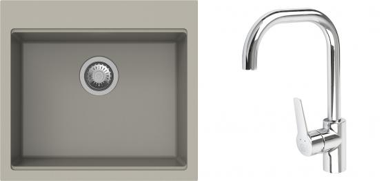 K-StrongSinks S3 Set drez Ipel 560x510mm granit béžový + Batéria Garonne chróm
