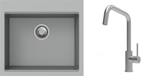 K-StrongSinks S3 Set drez Ipel 560x510mm granit šedý + Batéria Arda nerez