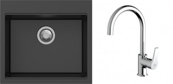 K-StrongSinks S3 Set drez Ipel 560x510mm granit čierny + Batéria Rhona chróm