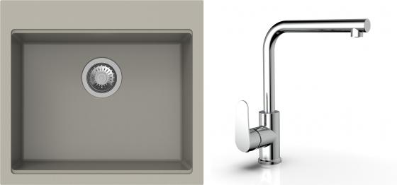 K-StrongSinks S3 Set drez Ipel 560x510mm granit béžový + Batéria  Stréva chróm