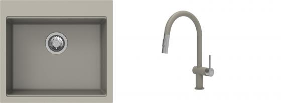 K-StrongSinks S3 Set drez Ipel 560x510mm granit béžový + Batéria Neris béžová