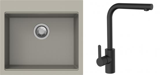 K-StrongSinks S3 Set drez Ipel 560x510mm granit béžový + Batéria Ipoly čierna